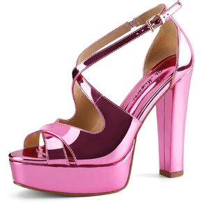 Oh Mispares Wome's Chunky Block High Heel Platform Sandals Peep Toe Sexy Crisscross Strappy Heels for Women Ankle Strap Dress Shoes for Wedding Party Evening Summer