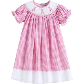 Baby and Girls Smocked Easter Bunny Bishop Dress