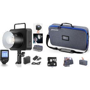 Neewer Q4 400WS Studio Flash Outdoor Strobe 2.4G TTL & QPRO-C TRIGGER متوافق مع Canon ، 1/8000 HSS/30W مصباح نمذجة/21.6V 2800MAH بطارية لتصوير الزفاف ، PB8 Q4.