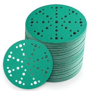 6-Inch Abrasive Sanding Discs 100 Pack 80 Grit Sandpaper, 49-Hole Hook and Loop Film Backing Sanding Discs Compatible with Festool Sanders