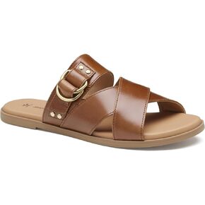 Johnston & Murphy Women’s Shayla Cross-Band Slides, Women’s Slip On Leather Shoes, Flat Sandals for Women