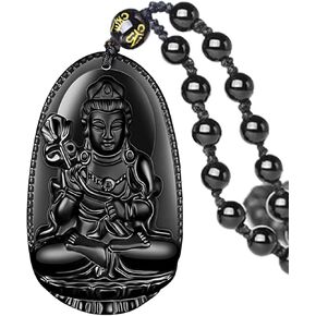 Black Obsidian Necklace Lucky Amulet Protection Pendant with Extended Bead Chain Healing Crystal Stone Talisman Necklaces Jewelry in Kuwait