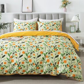 HoneiLife Cotton Duvet Cover Twin- Floral Comforter Cover 2-PC, Soft & Breathable Flower Bedding Duvet Cover Sets with Zipper Closure & Corner Ties, Wildflower Comforter Cover Sets, Fruit
