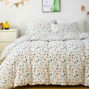 Ivellow Twin Duvet Cover for Kids Cartoon 100% Cotton Kids' Duvet Cover Sets Dog Animal Patterned Duvet Cover Ultra Soft Breathable Cute Toddler Bedding Set Zipper Closure Boys Girls Teens