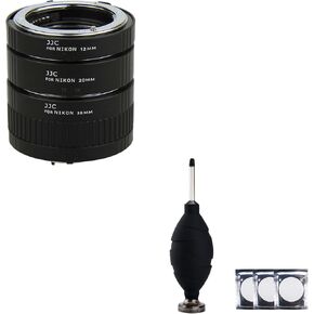 JJC F Mount Auto Focus Macro Extension Tube Set & Dust Free Air Blower Blaster for Nikon D850 D750 D780 D3500 D3400 D7500 D7200 D7100 D7000 D5600 D5500 D5300 D5200 D5100 D5000 D3300 D800 D810 & More