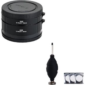 JJC E Mount Auto Focus Macro Extension Tube Set & Dust Free Air Blower Blaster for Sony ZV-E10 II A6000 A6100 A6300 A6400 A6500 A6600 A6700 A1 A7CR A7C II A7IV A7III A7II A7RV A7R III A7S III & More