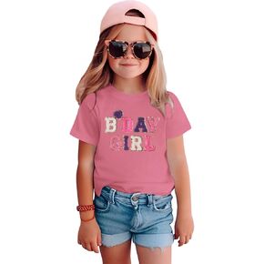 Toddler Baby Girls Birthday Shirt 2nd 3rd 4th 5th 6th Bday Party Tshirt Glitter Patch Outfits Short Sleeve Tee Tops