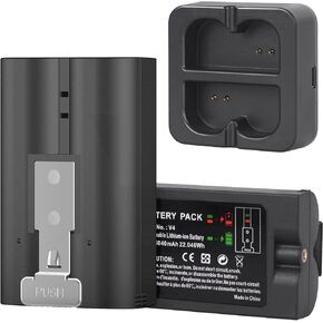 Ring Battery 2 Pack with Charger Station, 6040mAh Rechargeable Replacement Battery V4 for Ring-Video Doorbell 2/3/3plus/4, Stick Up Cam and Spotlight Cam (2 Pack Battery with Black Dock)