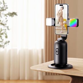 Vortex J01 360° Turning Base 180° flip Smart face Tracking Rechargeable Color Charging Support Light Portrait or Landscape Selfie Stand