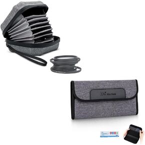 JJC 4 Pockets Lens Filter Case Up to 82mm+10 Pockets Lens Filter Bag Up to 95mm