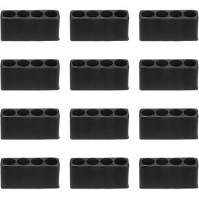 HARFINGTON 12pcs Plastic Hex Shank Screwdriver Bit Holder Organizer 4 Holes 1/4 Inch Plastic Drill Bits Storage Case for Any 1/4" Hex Shank Metal Driver Bits Use, Black