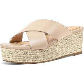PIZZ ANNU Women's Misty Criss Cross Platform Wedge Sandals Open Toe Espadrille Heels Sandals for Casual Summer Slide Shoes