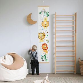 Zeeko Lion Canvas Growth Chart for Kids, Height Measuring Ruler, Kids Height Wall Chart, Height Measurement Poster Hanger Frame, 50-190CM Canvas Hanging Height Measurement for Wall, 12 x 63 inch