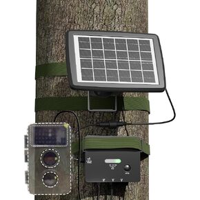 SUNAPEX Solar Panel for Trail Camera, Solar Battery Charger with Controller and Built-in 4500mA Battery, DC 6V/9V/12V Output, for Trail Camera with 5.5×2.1mm or 4.0×1.7mm Ports, (3W Solar Panel)
