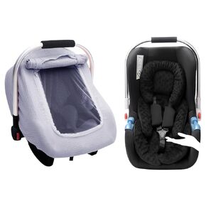 THE KENKYO 2-in-1 Reversible Infant Car Seat Insert & 3 Layer Muslin Baby Car Seat Cover