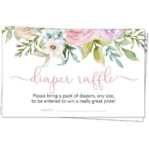 The Invite Lady Baby In Bloom Diaper Raffle Tickets Baby Shower Flower Girl Insert Cards (50 Count)