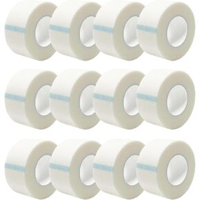 Microporous Soft Paper Tape 1/2" X 10 Yd Self Adhesive Bandage Non-Woven Breathable Easy to Tear Wound Tape, Pack of 12 Rolls