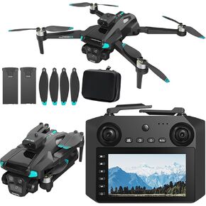 بدون طيار للبالغين ، شاشة 4.5 بوصة ، وحدة تحكم عن بُعد 5G مع الكاميرا ، 6K HD Camera FPV Live Video ، stitude Hold Gesture Selfie One Key Off Landing 3D Flips Point Fly Drone ، 2 بطاريات