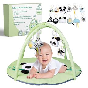 Todale Baby Play Gym with Toys - Baby Activity Mat, Tummy Time Panda Mat, Baby Activity Center, Infant, Newborn Floor Playmats, Mobile & Convertible Tummytime Baby Gym, Boys & Girls Gifts, 0-36 Months
