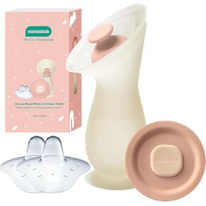 Breast Pump, Silicone Breast Milk Collector, Hand Pump for Breastfeeding, Manual Breast Pump with Suction Base, 4oz/110ml