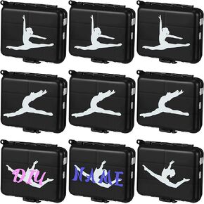 12 Pcs Dance Recital Gifts for Girls Bobby Pin Case Mini Hair Tie Clip Storage Box Portable Ballet Cheerleading Travel Accessories for Women Dance Lover Team
