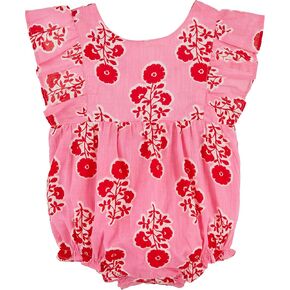 Mud Pie baby-girls Children's Hot Pink Ruffle Print Bubble