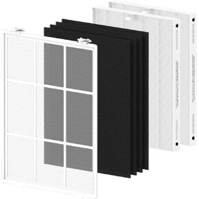SAKEGDY C545 True HEPA Replacement Filter S fit for C545, B151, P150, 9300, Part 1712-0096-00 and 2522-0058-00, 2 Washable Fine Mesh Pre-Filter, 4 True HEPA and 8 Carbon Filter