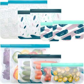Dishwasher Safe Reusable Food Storage Bags Silicone, Leakproof Reusable Freezer for Kids Travel/Home Storagation-2 Gallon/ 2 Sandwich Snack Bags (BPA Free)