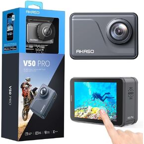 AKASO V50 Pro Native 4K30fps 20MP WiFi Action Camera with EIS Touch Screen 100 feet Waterproof Camera Web Camera Support External Mic Remote Control Sports Camera with Helmet Accessories Kit