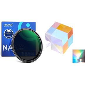 NEEWER 82mm True Color Variable ND2-ND400 Filter, Hard Stops Adjustable Neutral Density VND Filter with Multi Coated HD Optical Glass/Water Repellent/Scratch Resistant, CY006 Crystal Included