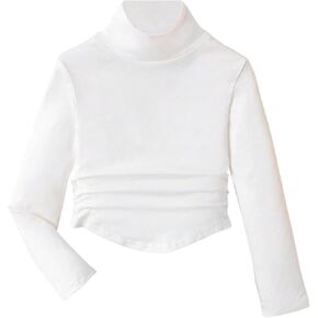 SOLY HUX Toddler Girl's T Shirt Turtleneck Long Sleeve Ruched Tee Slim Fit Casual Tops