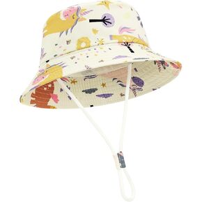 Toddler Bucket Sun Hat Boy Girls Hats Adjustable Wide Brim Kids Beach Summer Caps