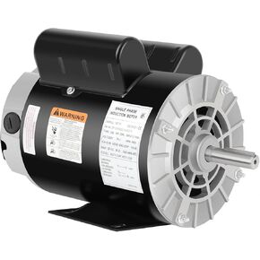 5 HP SPL Air Compressor Motor, 3450 RPM Electric Motor, 230V 15.0A Single Phase, 56 Frame 5/8" Shaft Diameter, 1.88" Shaft Length for Air Compressors