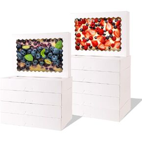 24pcs Cookie Boxes,14x10x2.5 Inch Large Bakery Boxes with Window for Pies Chocolate Strawberries Muffins Donuts Pastry Dessert Christmas(White) (White, 14 * 10 * 2.5inch/24pcs)