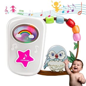 6 Months+ Baby Musical Toy Age 1 2 Years Old Toddler with Colorful Light & 37 Types of Sounds,Star Button,Beat Beads,Cute owl Handle,White