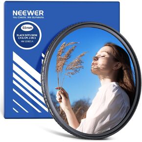 NEEWER 2 in 1 CPL + Black Diffusion 1/4 Filter, Circular Polarizing Glare Reduction Cinematic Soft Dreamy Mist Camera Lens Effect Filter with Slim Aluminum Frame & Multicoated Optical Glass, 72mm