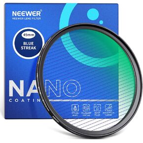 Neewer 82 مم مرشح خط الأزرق ، HD HD Pansical Glass 360 ° Rotatable Flare Flare Lens Filter ، 28 طبقة متعددة المغلفة إطار سبيكة الألومنيوم المطلية