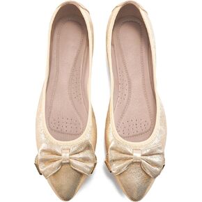 FUDYNMALC Women's Ballet Flats Comfortable: Foldable Pointed Toe Dress Shoes Slip On Loafers with Bow for Office Wedding Work in Saudi Arabia