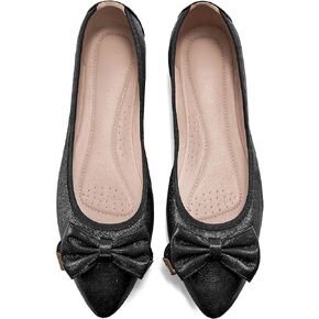 FUDYNMALC Womens Ballet Flats Shoes: Foldable Dressy Wedding Ballerina Shoes Sparkly Bowknot Pointed Toe Slip on Walking Loafers