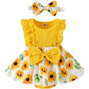 Baby Girl Tulle Romper Dress Sleeveless Floral Embroidery Princess Dress with Headband 2 Piece Holiday Fairy Dress