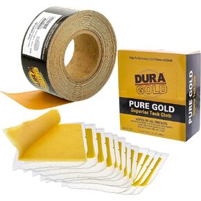 Dura-Gold Premium 400 Grit Gold PSA Longboard Sandpaper 20 Yard Long Continuous Roll & Dura-Gold - Pure Gold Superior Tack Cloths - Tack Rags (Box of 12)