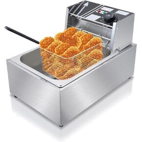 Commercial Deep Fryer - 22.8 QT Electric Deep Fryers with Baskets 0.8mm Thickened Stainless Steel Countertop Oil Fryer Large Capacity with Temperature Limiter (Double Tank)