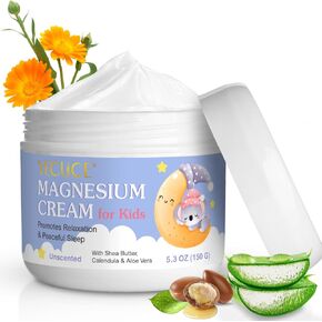 Magnesium Lotion for Kids for Calm & Relax, Natural Bedtime Lotion Helps Kids Stay Calm at Bedtime and During the Night - Topical Magnesium Cream with Soothing Lavender, Shea Butter, Vitamin E(5.3 Oz)