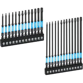 Toolant 3" & 6" Torx Bit Set (TT7-TT40), 1/4 Hex-Shank S2 Steel Security Torx With CNC Machined Tips, Tamper Proof Star Set, Magnetic Impact Holder and Storage Box