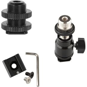 CAMVATE 5/8"-27 Male Threaded Cold Shoe Adapter + Cold Shoe Mount + 5/8"-27 Camera Accessory Mount