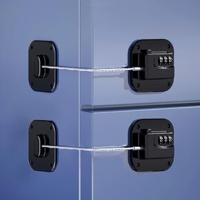 2-Pack Mini Fridge Lock - No Drill Easy Install Fridge Locks for Kids & Adults, Child Safety Refrigerator Lock, Apply to Freezer, Cabinet, Drawer for Home Security (Black)