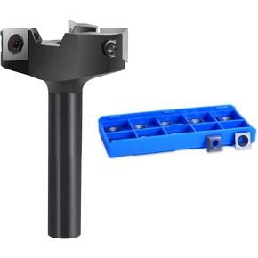 SpeTool Spoilboard Surfacing Router Bit Wiith Extra 10 pcs Spare Carbide Insert,1/2" Shank 2" Cutting Diameter Slab Flattening Router Bits 3-wing Planing Bit Wood Planer
