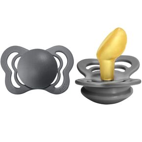 BIBS Pacifiers - Couture Collection | BPA-Free Anatomical Nipple | Natural Rubber Latex | Made in Denmark | Set of 2 Iron Color Premium Soothers | Size 6-18 Months