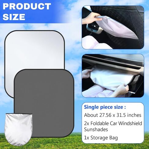 2 قطعة من مظلات الزجاج الأمامي للسيارة، قطعتان من درع النافذة الأمامية القابلة للطي، ملحقات داخلية للسيارة للحماية من الأشعة فوق البنفسجية، حماية عازلة للحرارة لغطاء الزجاج الأمامي للسيارات (أزرق) in Kuwait