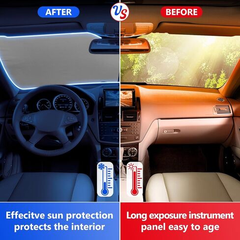 2 قطعة من مظلات الزجاج الأمامي للسيارة، قطعتان من درع النافذة الأمامية القابلة للطي، ملحقات داخلية للسيارة للحماية من الأشعة فوق البنفسجية، حماية عازلة للحرارة لغطاء الزجاج الأمامي للسيارات (أزرق) in Kuwait